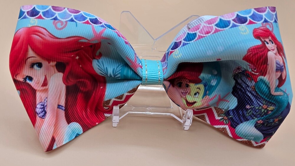 Ariel The Little Mermaid Hair Bow Clip Blue Ribbon Hair Accessory